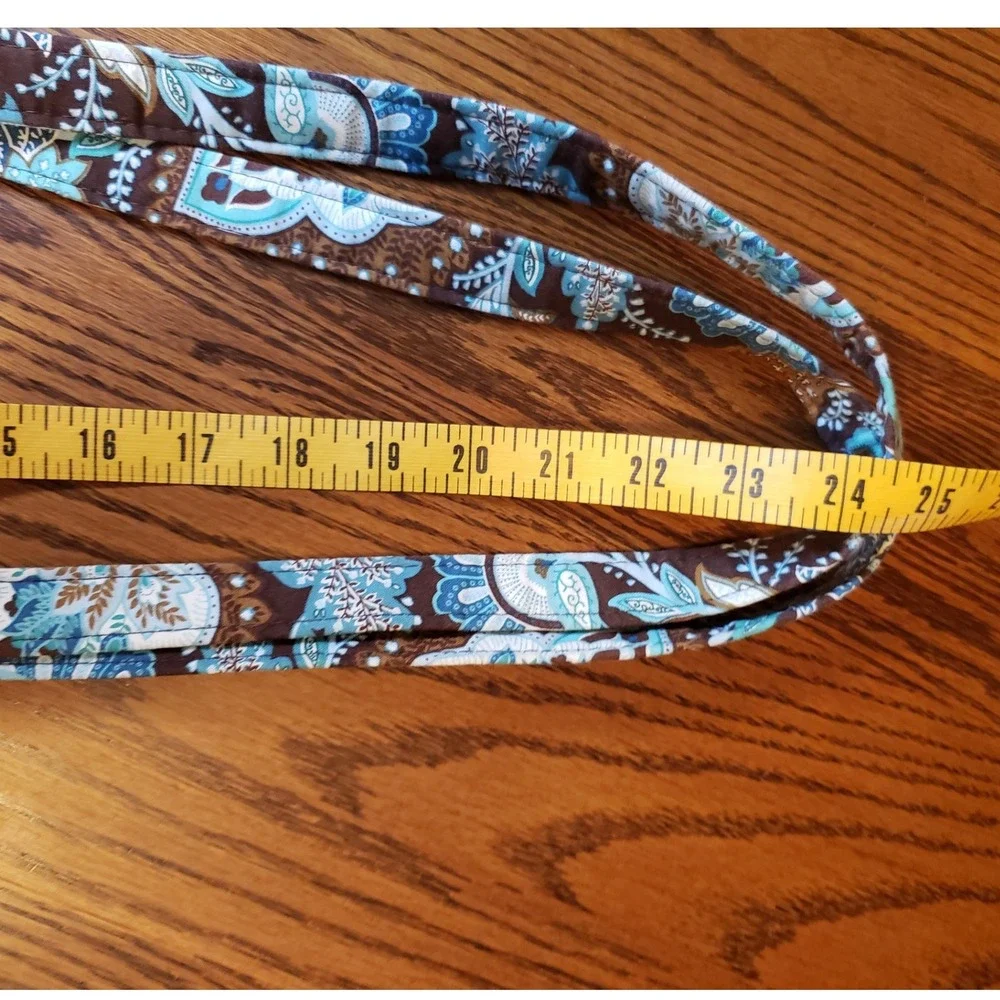 Vera Bradley Quilted‎ Tote Bag Brown Blue Floral Print Button Closure